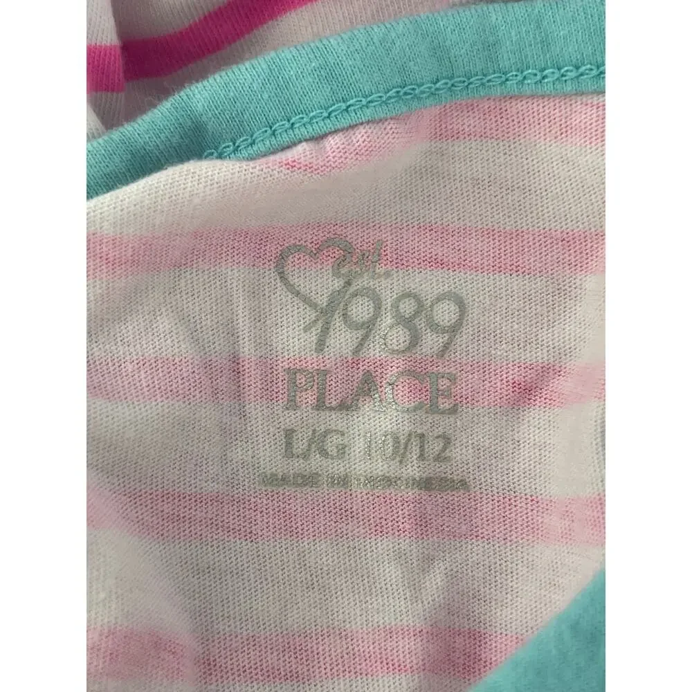 The Children's Place Girls Striped Smiley Face Long Sleeve Top Youth Size Large